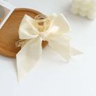 Bow Fabric Acrylic Hair Clamp 1 Pc - White - One Size