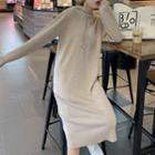 Plain Hooded Midi Knit Dress