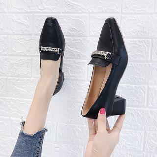 Lettering Chunky-heel Loafers