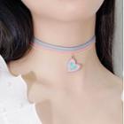 Heart Color Block Choker Pink & Blue & Green - One Size