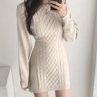 Long Sleeve Cable Knit Sheath Dress