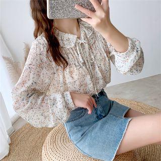 Tie-neck Floral Printed Blouse