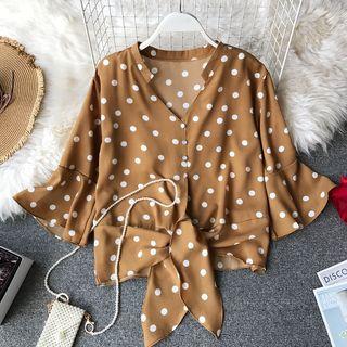 Dotted Tie-hem Blouse
