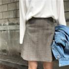 Check High-waist Mini Skirt