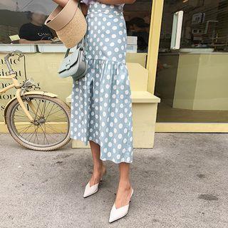 Polka-dot Ruffled Maxi Skirt