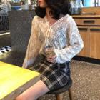 Lace Top / Plaid A-line Skirt