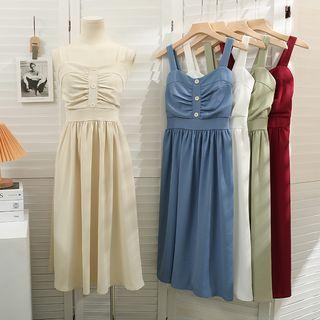 Ruched Sleeveless Midi Dress In 6 Colors