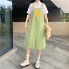 Midi A-line Overall Dress Fruit Green - One Size