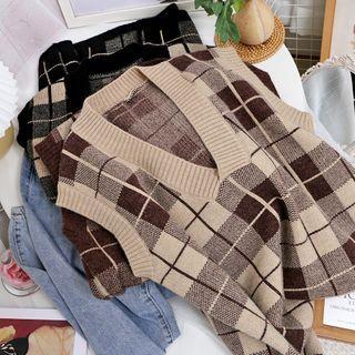 V-neck Plaid Vest
