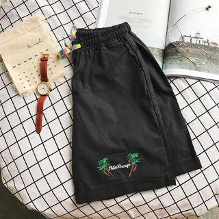 Embroidery Drawstring Shorts