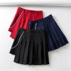 Chained Mini A-line Pleated Skirt