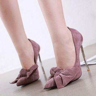 Pointed Bow-accent High-heel Pumps