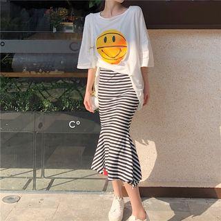 Striped Midi Skirt Stripe - Skirt - One Size