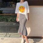 Striped Midi Skirt Stripe - Skirt - One Size