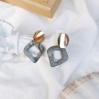 Geometry Earring 1 Pair - Gold & Gray - One Size