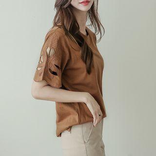 Perforated-sleeve Cotton T-shirt