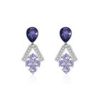 925 Sterling Silver Sparkling Elegant Fashion Grapes Earrings With Purple Austrian Element Crystal Silver - One Size