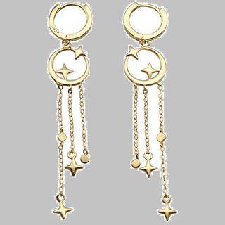 Moon & Star Sterling Silver Fringed Earring