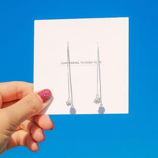 Ball Threader Earring 1 Pair - Silver - One Size