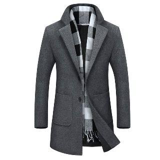 Check Trim Fringed Coat