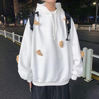 Long-sleeve Beaded Hooded Top