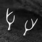 925 Sterling Silver Deer Horn Earring 1 Pair - S925 Silver - Silver - One Size