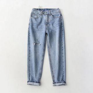 Washed Cutout Harem Jeans