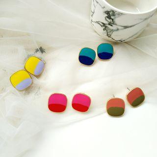 Colour Block Glaze Square Earring