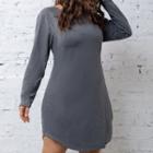 Plus Size Long-sleeve Cutout-back Mini Shift Dress