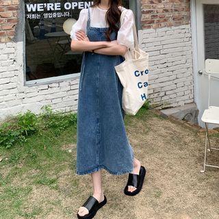 Denim Slit Sleeveless Dress