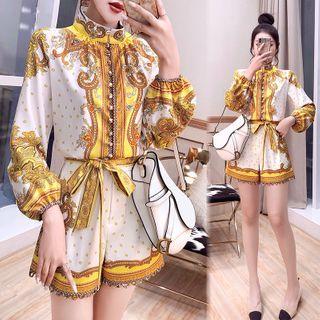 Set: Print Blouse + Shorts