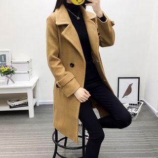 Double-buttoned Plain Woolen Coat