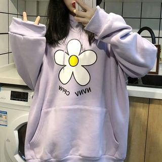 Floral Print Lettering Hoodie