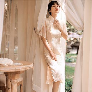 Traditional Chinese Elbow-sleeve Midi Dress