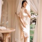 Traditional Chinese Elbow-sleeve Midi Dress