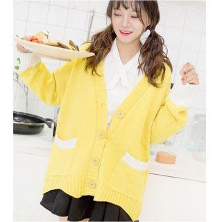 Panel V-neck Knit Cardigan