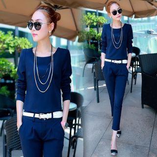 Set: Long-sleeve Top + Tapered Pants