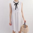 Frilled Neck Sleeveless A-line Dress