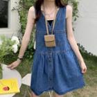 Denim Mini A-line Overall Dress / Camisole Top