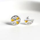 Non-matching 925 Sterling Silver Lemon Earring 1 Pair - Stud Earring - As Shown In Figure - One Size