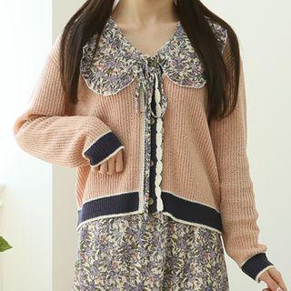 Scalloped Ringer Knit Cardigan