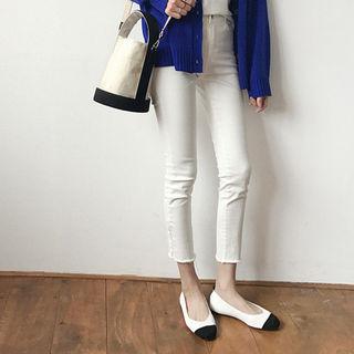Fray-hem Cropped Slim-fit Pants