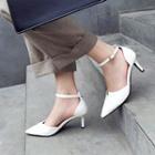 Patent Ankle Strap High Heel Pumps