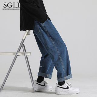 Lettering Straight-leg Jeans / Set