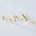 925 Sterling Silver Plane Earring 1 Pair - As Shown In Figure - One Size