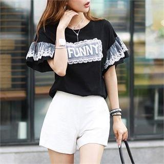 Funny Lace-panel T-shirt