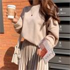 Round-neck Brushed-fleece Lined Cropped Pullover