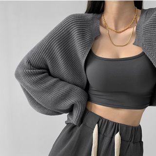Bubble-sleeve Knit Cape Top