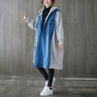 Hooded Sweatshirt Panel Denim Long-sleeve Jacket