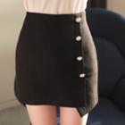 Wrap-front Faux-pearl Miniskirt